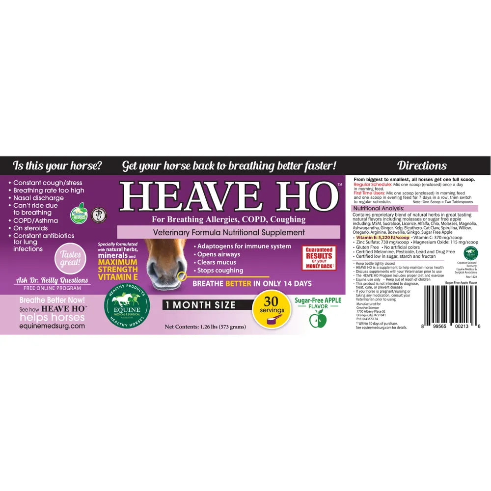 HEAVE HO Horse Supplement for Allergies, COPD, Coughing 1.26lbs