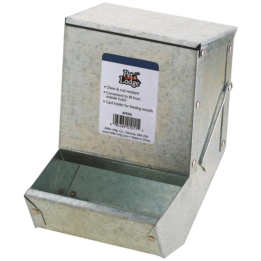 Galvanized Small Animal Feeder with Lid 5"