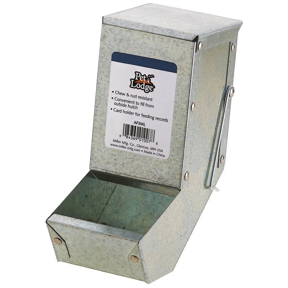 Galvanized Small Animal Feeder with Lid 3"