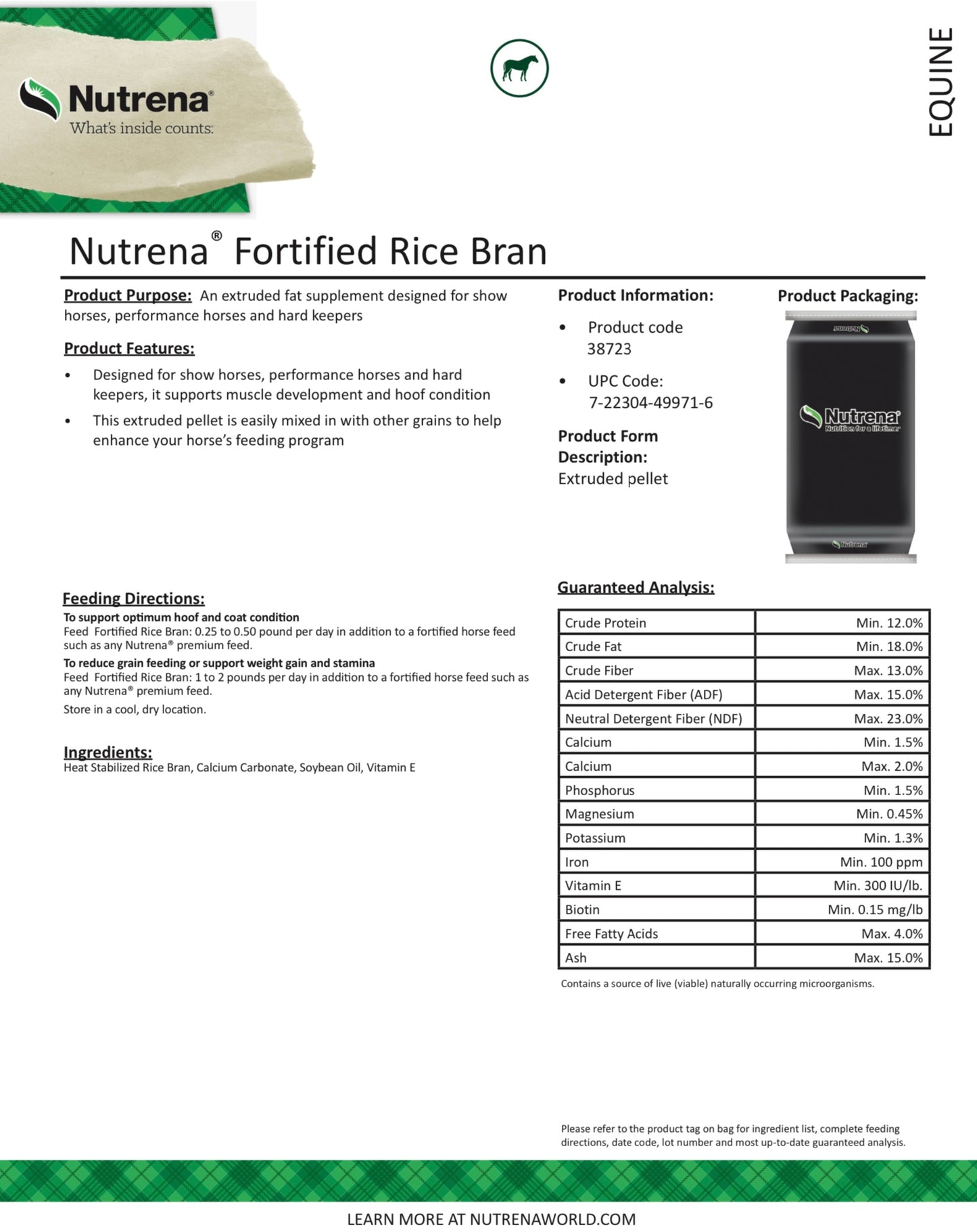 Nutrena® Pelleted Rice Bran