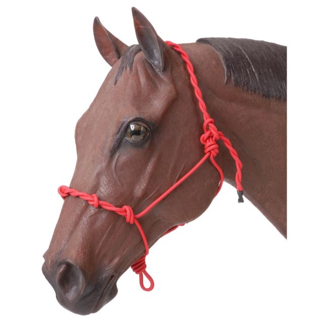 Tough1 Knotted Rope Halter with Twisted Crown - RED