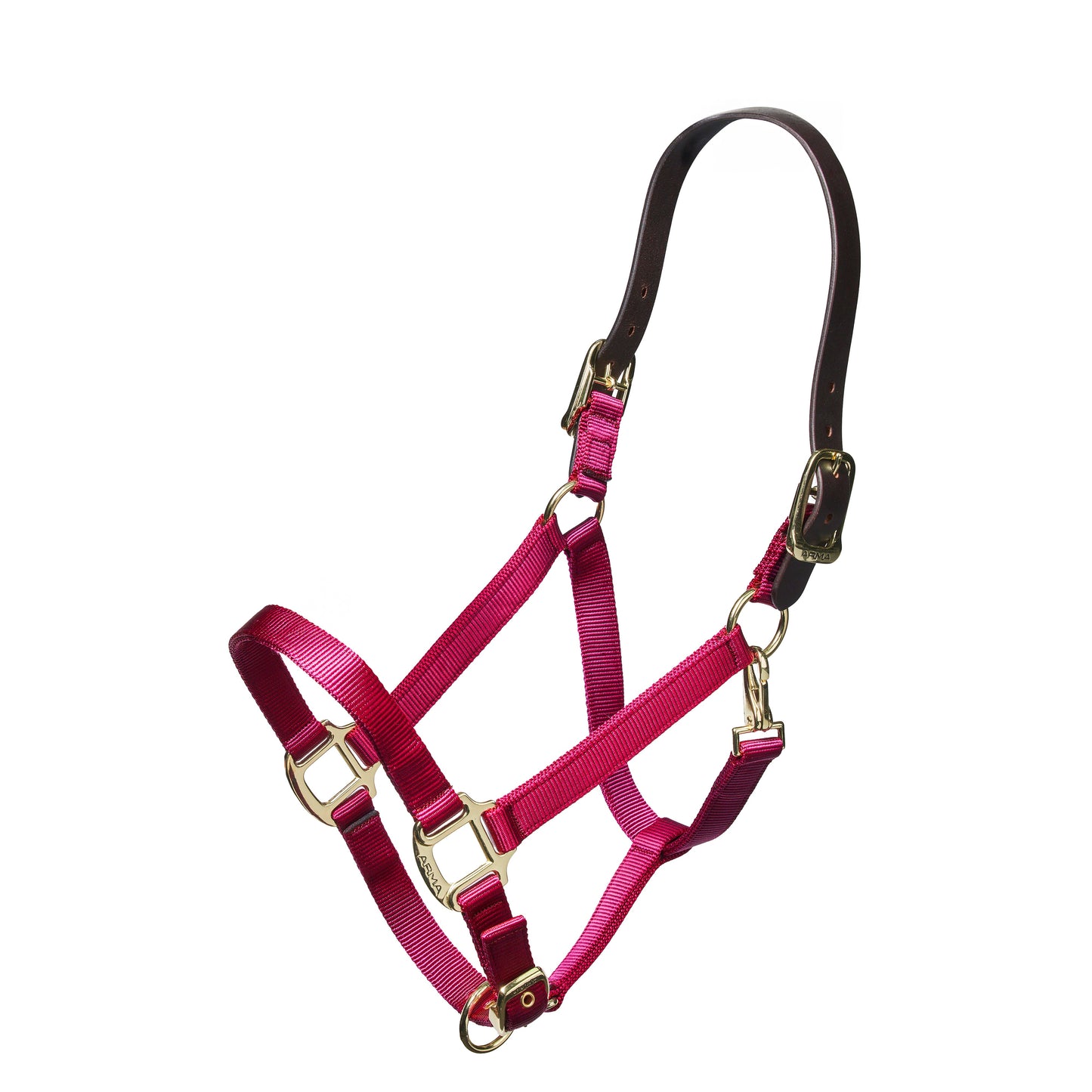 90027 Halter With Leather Head Strap RASPBERRY