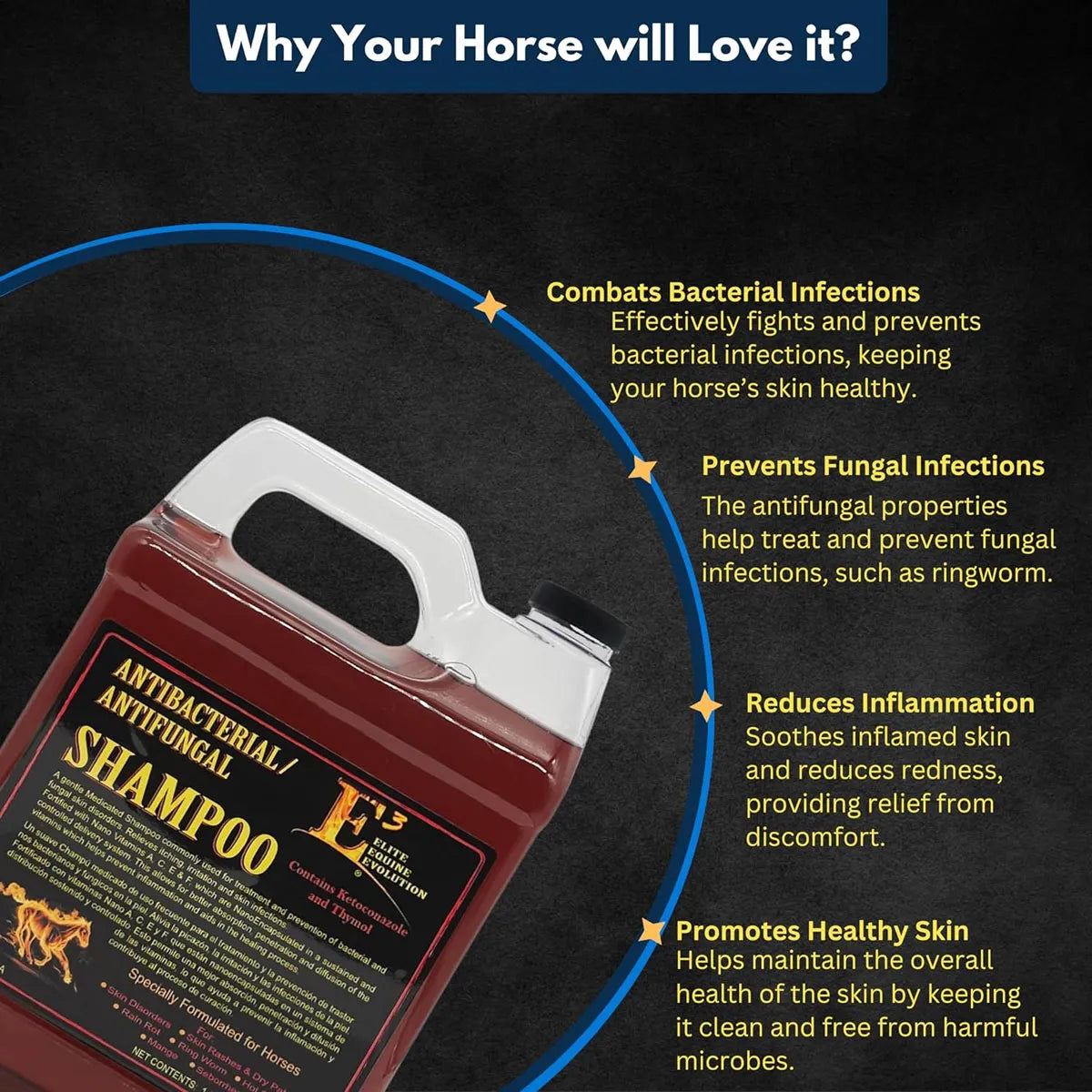 E3 Equine Antibacterial/Antifungal Shampoo Gallon