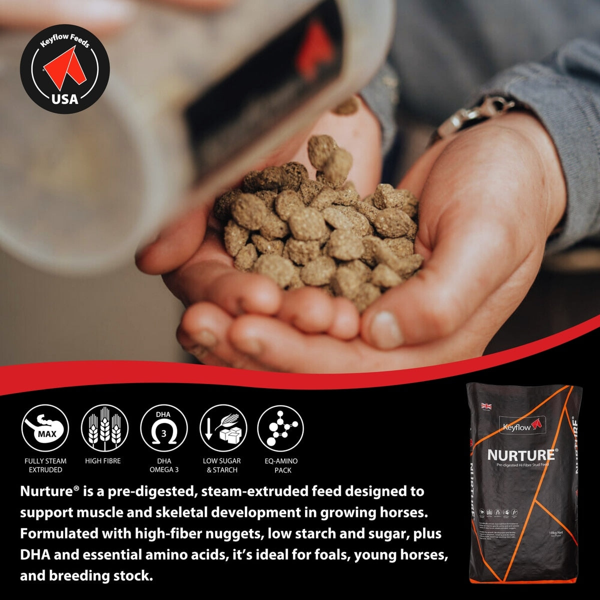 Keyflow Feeds Nurture Low Sugar, Low Starch & High Fat Horse Feed