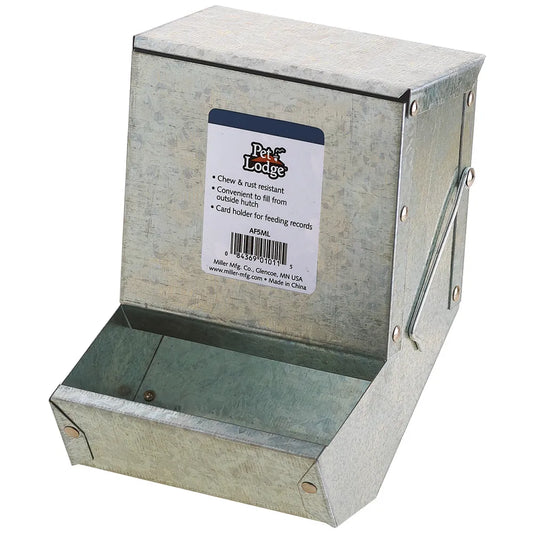 Galvanized Small Animal Feeder with Lid 5"