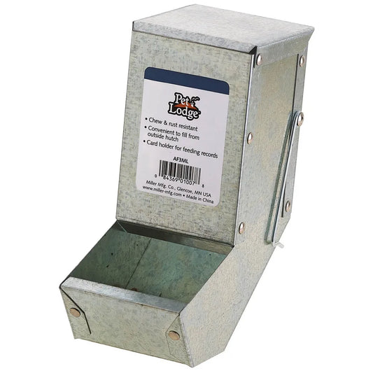 Galvanized Small Animal Feeder with Lid 3"