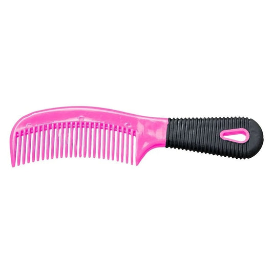 Tough1 Mane and Tail Comb w/Rubber Handle - Pink