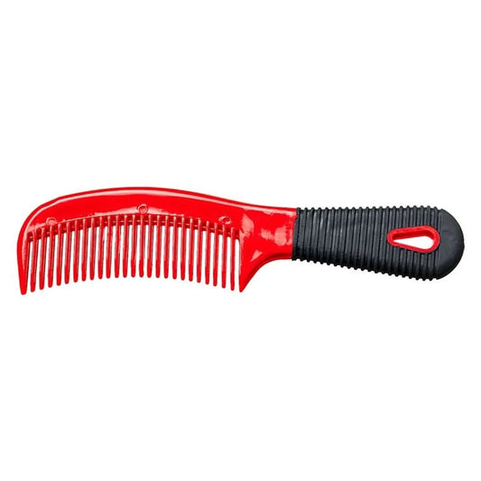 Tough1 Mane and Tail Comb w/Rubber Handle - Red
