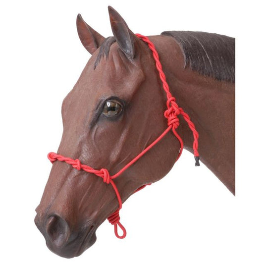 Tough1 Knotted Rope Halter with Twisted Crown - RED