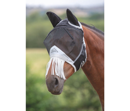 Pro Fly Guard Fine Mash Fly Mask- with Ears and Nose Fringe