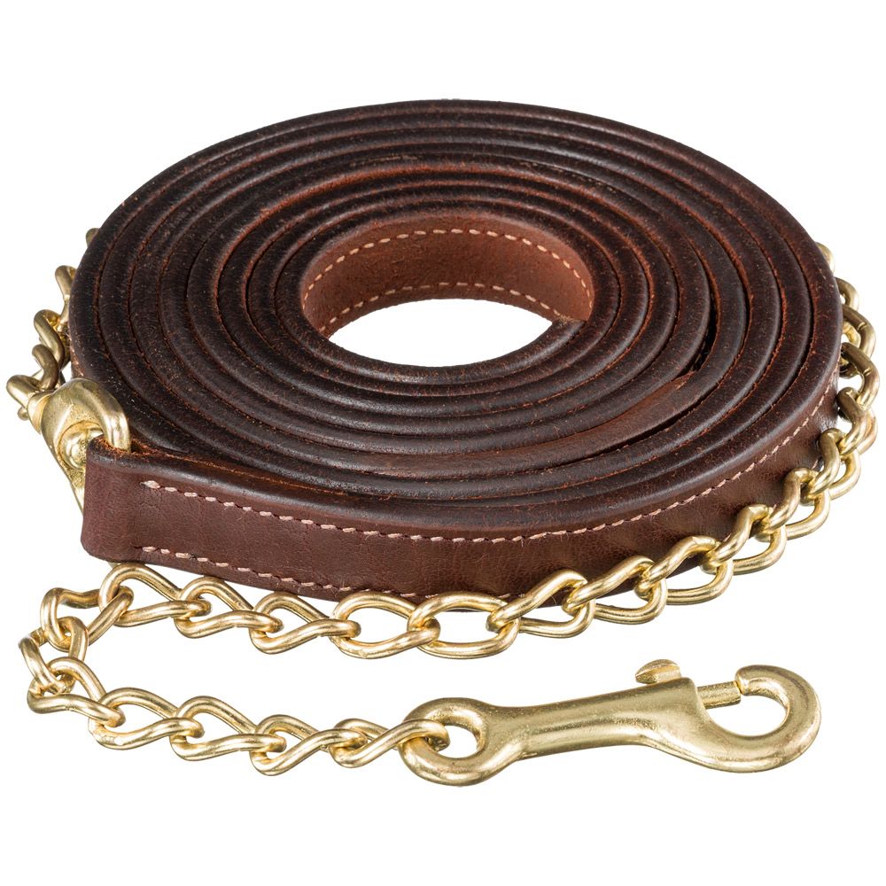 Tough 1 10’ Leather Lead w/ 30” Chain